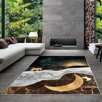 Современный ковер для гостиной с нескользящим основанием, который необходимо распечатать с помощью цветной цифровой печати с рисунком.