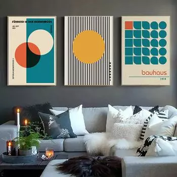 Современный красочный Баухауз желтый абстрактный геометрический рисунок на холсте настенная живопись картина постер с принтом для гостиной домашний декор 21x30cm No Framed
