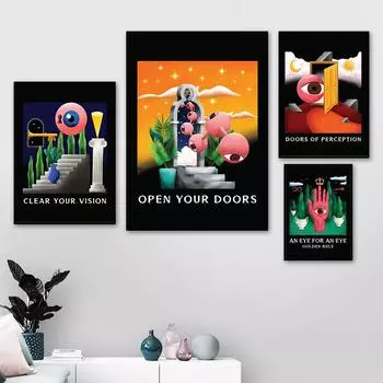 Современный красочный постер с изображением глаз, галерея, абстрактная картина на холсте, скандинавская настенная художественная печать, современная картина для гостиной, украшение для дома 21cm30cm NoFrame