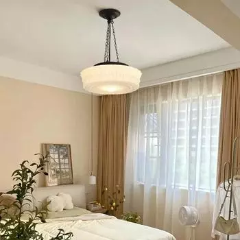 Современный креативный подвесной светильник для гостиной, ретро-дизайн, подвесной светильник для спальни, украшение кухни, стеклянный светодиодный подвесной светильник D35cm&Warm White белый