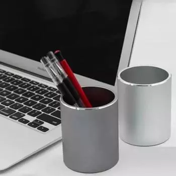 Современный круглый держатель для ручек из алюминиевого сплава, настольный органайзер для хранения косметики, металлический держатель для карандашей, офисный органайзер для стола