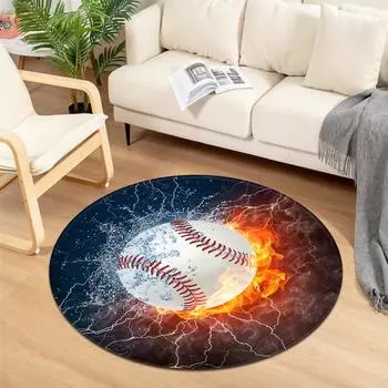 Современный круглый ковер с футбольным принтом для дома, гостиной, ванной, спальни, украшения пола, противоскользящий ковер 40CM