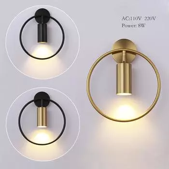 Современный круглый настенный светильник, черный/золотой, роскошный металлический настенный светильник, используемый для лестницы, прикроватной тумбочки, дивана, заднего фона, декоративного освещения Warm White&110V