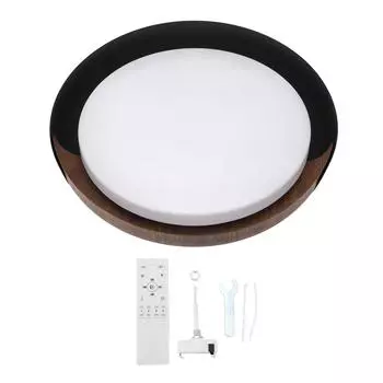 Современный круглый потолочный светильник с утопленным креплением, цвет под дерево, бесступенчатая регулировка яркости светодиодного потолочного светильника