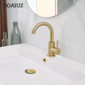 Современный кухонный кран для мойки, золотые краны для раковины в ванной, однорычажные смесители для мойки с горячей и холодной водой, краны для раковины из нержавеющей стали 304 G1/2 золотой