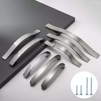 Современный кухонный шкаф-ящик из матового серебра Мебельная фурнитура для дома style 1