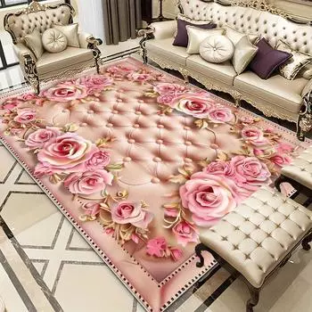 Современный легкий роскошный 3D цветочный ковер для гостиной, европейского дома, спальни, коврики, моющиеся журнальные столики, коврик для гостиной, мягкий нескользящий коврик 60x90cm door mat
