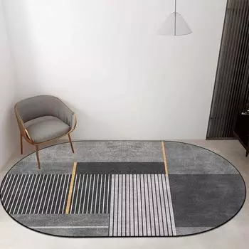 Современный легкий роскошный овальный ковер для гостиной с геометрическим декором, легко чистящиеся ковры для спальни, дивана, нескользящий коврик, настраиваемый 60x90cm door mat