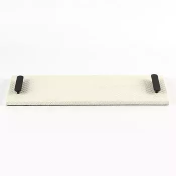 Современный легкий роскошный прямоугольный плетеный кожаный поднос, украшения для дома, гостиной и спальни, поднос для хранения с двойной ручкой, аксессуары Off White - Small M09223