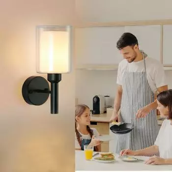 Современный металлический настенный светильник, антикварный стеклянный абажур, настенное бра, светильники для спальни в стиле лофт, ванной комнаты, прикроватное зеркало, освещение чёрный