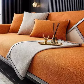 Современный минималистичный чехол для дивана однотонный нескользящий чехол для дивана универсальная подушка для дивана на четыре сезона чехол для углового дивана L-образной формы 70x70cm 1pcs оранжевый
