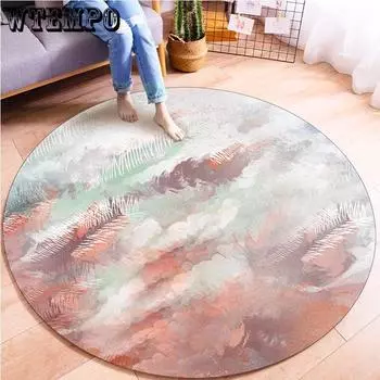 Современный минималистичный круглый ковер, украшение для гостиной, мягкие удобные плюшевые ковры, скандинавский прикроватный ковер для спальни 80cm Diameter