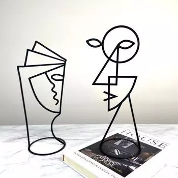 Современный минималистский минималистский черный абстрактный портретный портретный персонаж украшения модельная комната вход кабинет мягкий декор