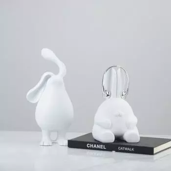 Современный минималистский скандинавский мультяшный белый кролик с наушниками украшения детская комната спальня модель дом офис продаж украшения