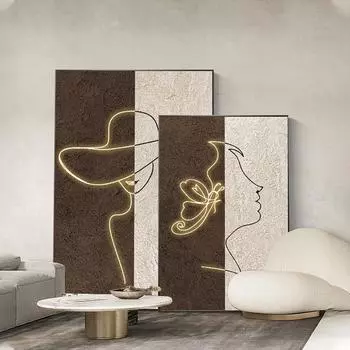 Современный минимализм Стиль Холст Картина Абстрактное искусство персонажа Плакат Свет Роскошная женская фреска для украшения стены дома Картина 21cm30cm NoFrame