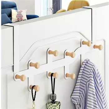 Современный модный дверной задний крючок для спальни, крыльца, бесплатный дырокол, крючок для пальто, крючок для двери ванной комнаты, вешалка для полотенец, металлический крючок 5Hooks-White