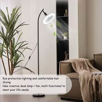 Современный напольный вентилятор, лампа, железный арт, вертикальный светодиодный вентилятор с лампой, украшение для дома, офиса, спальни, кабинета, декоративное освещение US plug белый