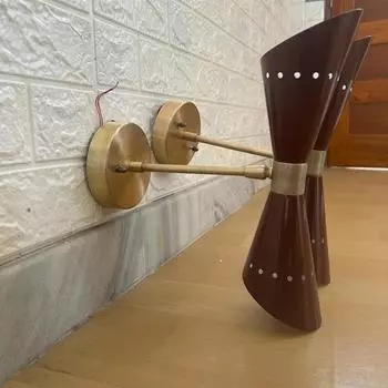 Современный настенный светильник Diabolo из латуни середины века, итальянский светильник Stilnovo Double Cone, элегантный настенный светильник из латуни для туалетного столика и кровати, современный