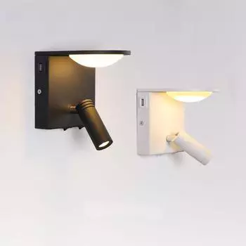 Современный настенный светильник для внутреннего использования, лампа для чтения, прикроватная лампа для спальни, бра с прожектором, USB-интерфейс, перезаряжаемый настенный светильник, освещение Warm White (2700-3500K)