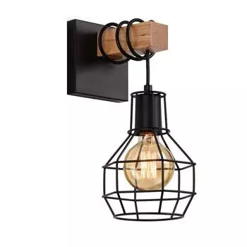 Современный настенный светильник из дерева в стиле минимализма, светильник для прохода в ресторане, светильник для спальни в стиле железа, декоративный светильник в стиле индастриал no bulb чёрный