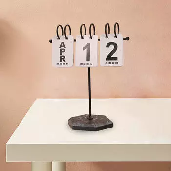 Современный настольный календарь из стали с деревянной основой - элегантный настольный акцент для дома или офиса White Gold