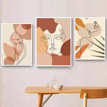 Современный небольшой свежий геометрический абстрактный постер Моранди, картина на холсте, настенное искусство, фон для гостиной, украшение дома, без рамки 21*30cm No Frame