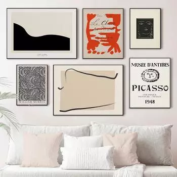 Современный нейтральный бохо абстрактный Пикоссо холст картина середины века настенная живопись галерея плакаты принты картины украшение гостиной 21x30cm No Framed