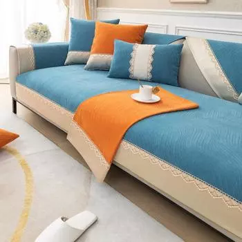Современный нескользящий чехол для дивана с текстурой синели, 1/2/3/4/5-местный L-образный угловой кожаный чехол для дивана, однотонное кресло, диван-полотенце 70x70cm 1pc