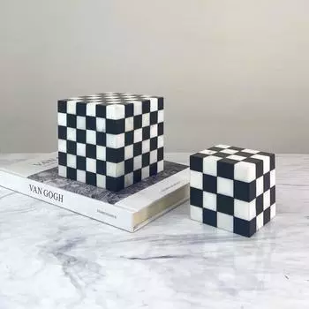 Современный Очень Простой Квадратный Черно-Белый Сетчатый Кубик Рубика Украшения Модель Дома Офис Продаж Мягкие Украшения Геометрические Орнаменты