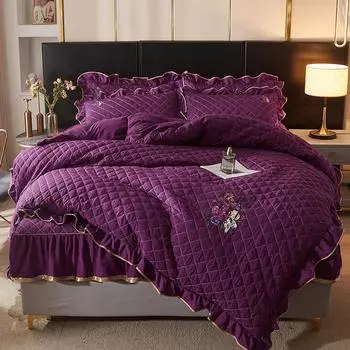 Современный однотонный комплект простыней из 4 предметов, комплект двуспального постельного белья из хлопка, стеганый пододеяльник King Queen с 2 подушками, всесезонный 1.5x2m-59x79inch bed зелёный