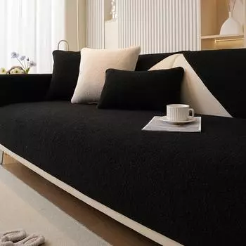 Современный однотонный зимний бархатный чехол для дивана с ягненком, утепленный плюшевый, мягкий и гладкий чехол для дивана для гостиной, противоскользящий чехол для дивана 70x70cm 1pcs