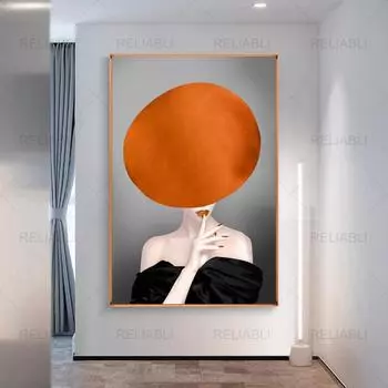 Современный оранжевый цвет, сексуальная обнаженная девушка, портретные постеры и принты, скандинавская картина на холсте, настенные панно для гостиной, домашний декор, без рамки 21*30cm