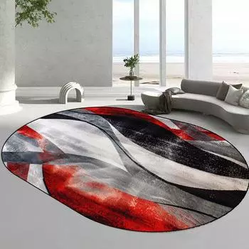 Современный овальный ковер с абстракцией, большой декоративный коврик для гостиной, диван, комфортный нескользящий коврик для спальни, моющийся коврик для гостиной 60x90cm 23.6x35.4in