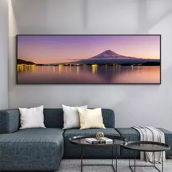 Современный пейзаж гора Фудзи закат свет холст картины постеры и принты настенные панно для гостиной домашний декор без рамки 20cm40cm NoFrame