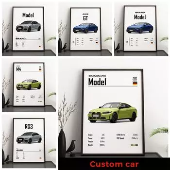 Современный персонализированный классический спортивный автомобиль M4 CSL, настенная живопись на холсте, постеры для жизни, для мальчиков, детская комната, домашний декор 21x30cm No Frame