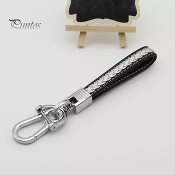 Современный плетеный ремешок из микрофибры из искусственной кожи, автомобильный брелок, черная пряжка, сделай сам, автомобильный брелок для ключей, модные аксессуары серебряный