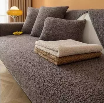 Современный плюшевый светлый диван-подушка из овечьей шерсти, бархатный коврик для гостиной, теплый зимний коврик для сиденья, противоскользящий чехол для дивана в форме буквы L 70x70