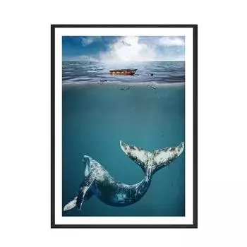 Современный подводный мир, плакаты и принты с китовой акулой, морской пейзаж, настенная живопись на холсте, картины для гостиной, домашний декор 21*30cm