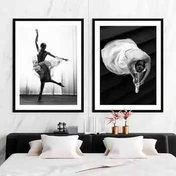 Современный постер с изображением танцовщицы балета для декора гостиной, простая картина на холсте, настенное искусство без рамы, модная атмосфера 21x30cm No Framed