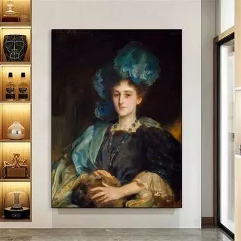Современный постер, винтажные художественные принты, картина маслом, портрет мисс Кэтрин Элизабет Льюис, художественная картина на холсте, украшение для дома 21cm30cm NoFrame