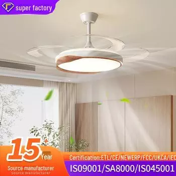 Современный потолочный вентилятор из орехового дерева с интеллектуальным преобразованием частоты для гостиной и столовой Full Spectrum Tmall Dimming