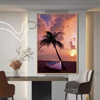 Современный природный пейзаж, художественная роспись, настенная живопись, украшение дома, красивый лес, горное озеро, река, пейзаж, плакат, холст 21cm30cm NoFrame