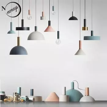 Современный простой алюминиевый подвесной светильник E27 Светодиодное внутреннее освещение Небольшой подвесной светильник с одной головкой Гостиная Столовая Спальня Прикроватная тумбочка Кухня Бар Short Lamp Holder белый