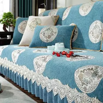 Современный простой чехол для дивана из жаккардовой ткани с шениллом, нескользящая подушка для дивана, украшение для гостиной, защитный чехол для дивана, полотенце 70x70