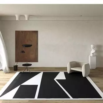 Современный простой черно-белый ковер для гостиной, украшение для дома, геометрический узор, коврик для спальни, входной двери, моющийся 160x230cm 63x90.55in
