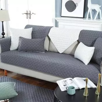 Современный простой четырехсезонный окрашенный в пряже мытый хлопковый чехол для диванной подушки, нескользящий кожаный чехол для дивана, полотенце, подушка для сиденья P 50*50