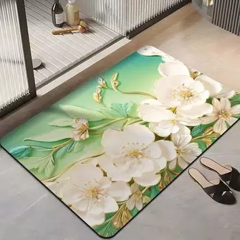 Современный простой цветочный коврик для ванной комнаты, впитывающий коврик, небольшой свежий бытовой коврик для унитаза, нескользящий коврик для ног 40 60cm crystal velvet