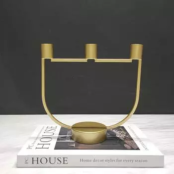 Современный простой европейский стиль свет роскошный золотой геометрический подсвечник украшения модель дом продажа офис обеденный стол мягкие украшения украшения
