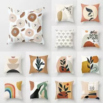 Современный простой геометрический растительный принт, чехол для подушки для дома, гостиной, дивана, стула, украшение, наволочка 40X40CM