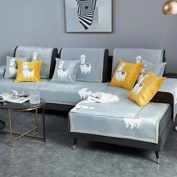 Современный простой и легкий роскошный плюшевый диван-подушка, нескользящий мультяшный милый чехол для кожаного дивана в гостиную, полотенце 70*70cm